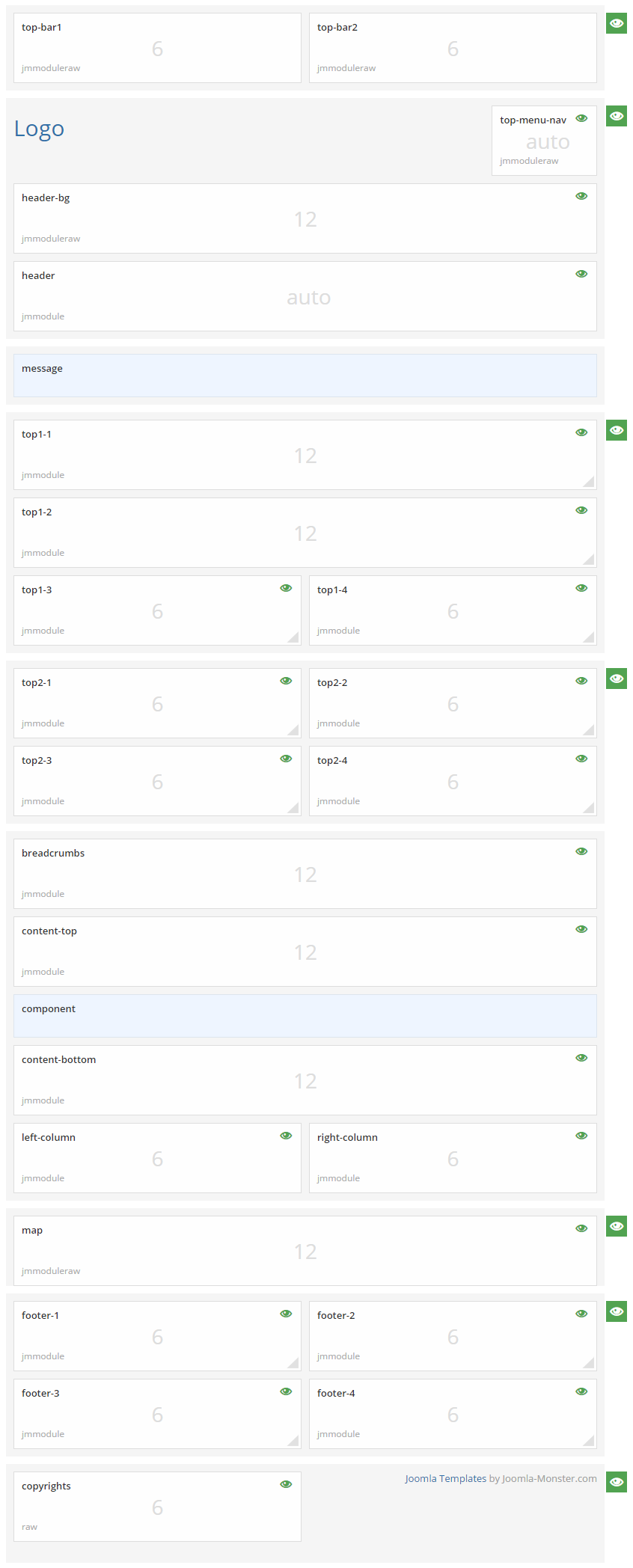 Module positions for medium screen Module positions for medium screen