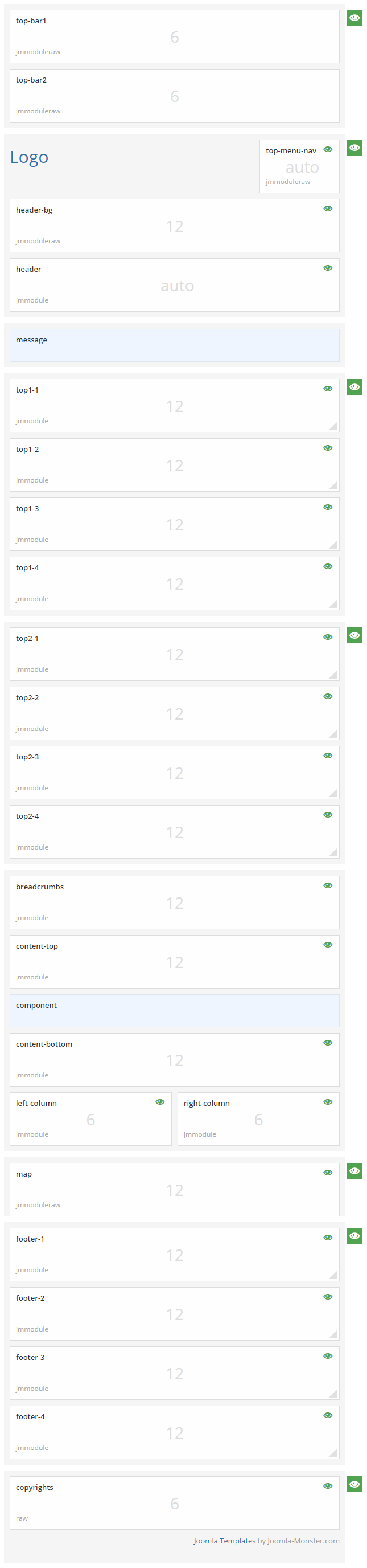 Module positions for small screen Module positions for small screen
